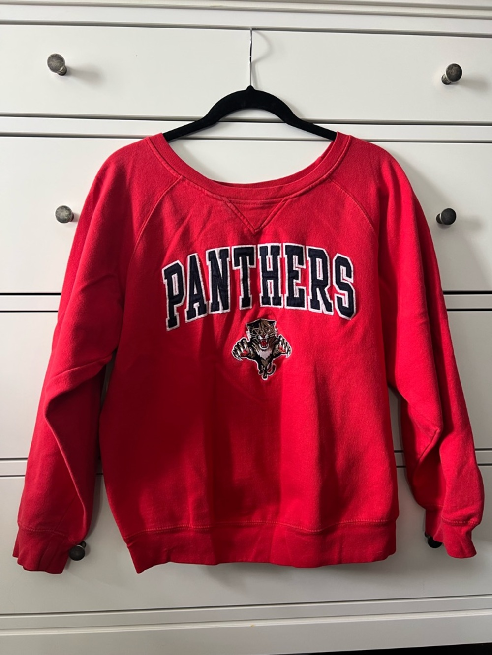 Panthers Red Women's Crewneck Sweatshirt